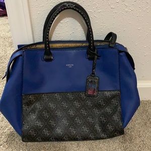 Blue and black guess bag.